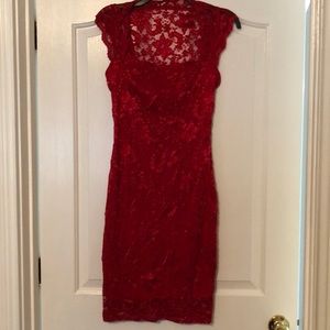 Red lace cocktail dress